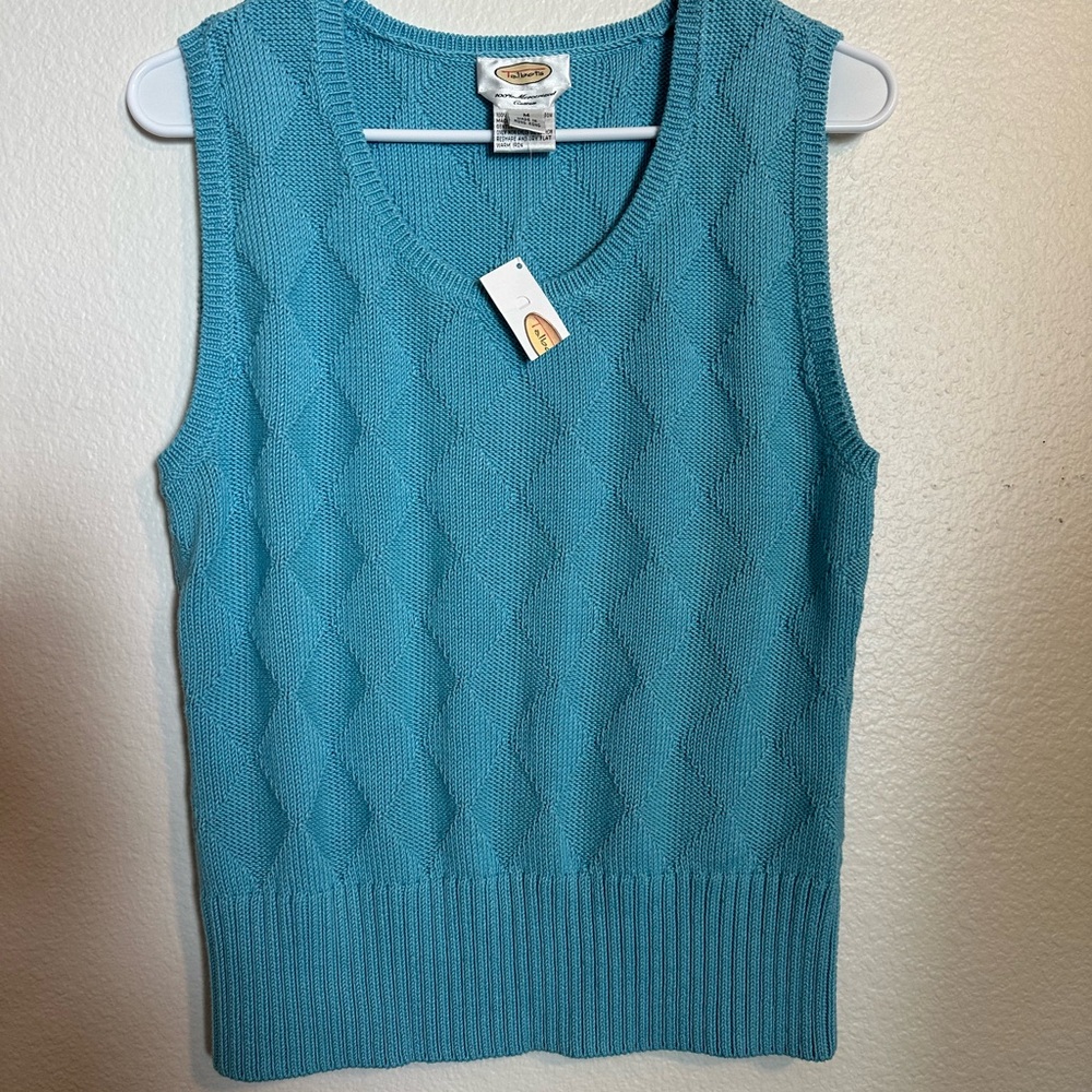 Talbots Turquoise V-Neck Sleeveless Sweater